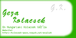 geza kolacsek business card